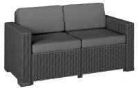 wunderbare allibert 212366 lounge sofa 2 sitzer california sofa rattanoptik kunststoff graphit bild