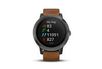 cool garmin vi voactive 3 gps fitness smartwatch 247 herzfrequenzmessung am handgelenk vorinstallierte sport apps integriertes gps mobile payment via nfc schiefer armband hellbraunes le bild