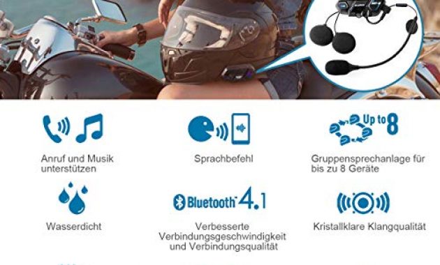 cool bluerider motorradhelm intercom headset gegensprechanlage bluetooth 41 bis zu 8 reiters cvc rauschunterdruckung wasserdicht vollduplex 10 std sprechzeit 2km reichweite fur siri googl bild