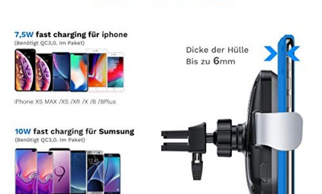 erstaunliche andobil wireless charger auto handyhalterung furs luftung armaturenbrett 75w10w blitzschneller charging automatische halter ultra stabil fur samsung s10s10 s9 iphonexsx8h bild