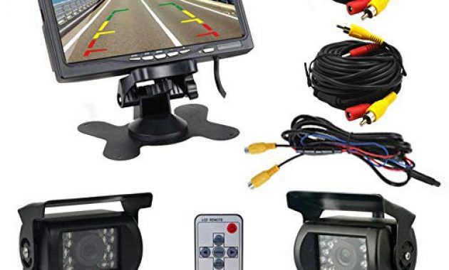 am besten podofor 7tft lcd ruckansicht monitor 2 x backup kameras 18 ir led nachtsicht wasserdicht rearview reverse kamera fur truck rv bus 10 meter videokabel foto