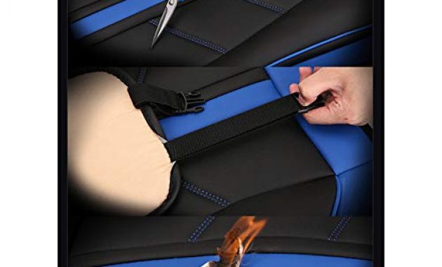 ausgezeichnete fly hong autositzbezug vorderer und hinterer 5 sitzer komplettsatz universal leder vier jahreszeiten kompatibel mit airbag sitzprotektoren wasserdicht farbe blau bild