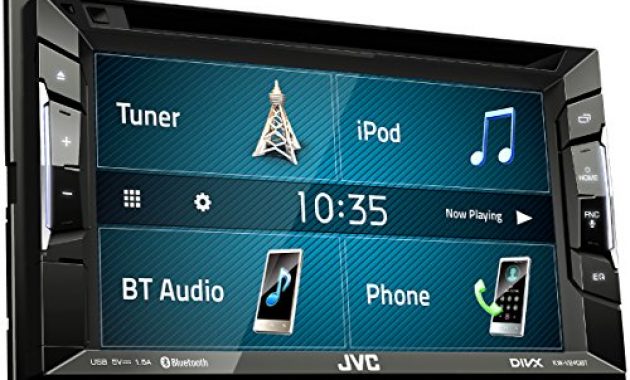 ausgezeichnete jvc kw v240bt dvd cd usb receiver integrierter bluetooth technologie und 157 cm 62 zoll touch panel mit vga auflosung schwarz foto