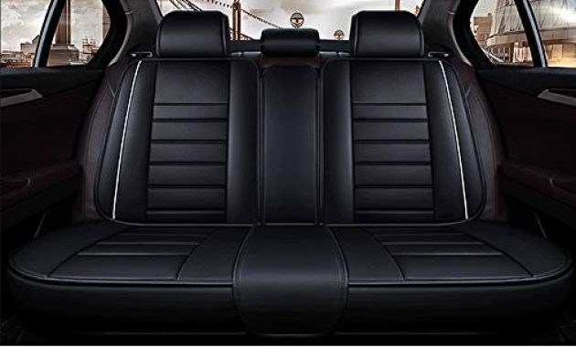 cool dafei autositzbezuge 5 sitzer komplettsatz universal kompatible airbags vorne und hinten atmungsaktiv hochwertiges leder comfort protector cushion farbe schwarz bild