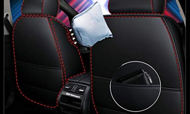 fabelhafte autositzbezug vorne hinten 5 sitz voll set universal leder seasons pad kompatibel airbag seat protectors wasserdicht farbe black red bild