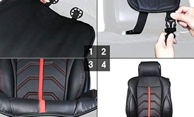 fantastische kkmoon pu leder auto sitzkissen stuck single schwarz und rot line autositz cover universal fit auto sitzbezuge fur vorne single autositze bild