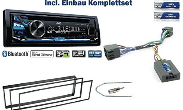 schone peugeot 307 bj 2002 2005 autoradio einbauset schwarz inkl jvc kd r871bt und lenkrad fernbedienung adapter foto