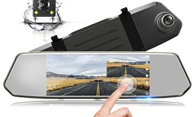 wunderbare 1080p dual lens mirror dash cam 7 inch ips touch screen toguard front car driving recorder camera and rear view waterproof backup camera 170wide angle with g sensor parking monitor foto
