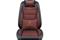 wunderbare ax sitzbezug komfortabler autositzbezug aus leder kompatibel mit atmungsaktiven airbag schutzpolstern vorne und hinten color brown foto