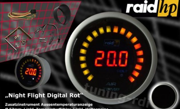 wunderbare raid hp 660543 zusatzinstrument aussenthermometer temperaturanzeige serie night flight digital red bild